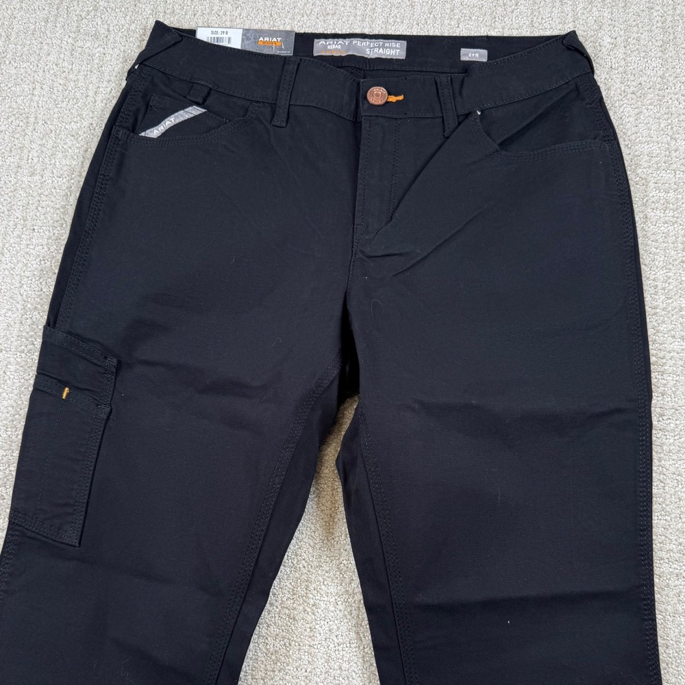 NEW Ariat Womens 29x32 Black Rebar Dura Stretch Perfect Rise Straight Work Pants